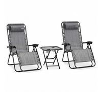 SereneLife Zero Gravity Lot de 2 chaises de Salon d'extérieur réglables avec Table d'appoint, Porte-gobelets, oreillers Amovibles, chaises Pliantes Portables pour terrasse, Jardin, Piscine, Plage et