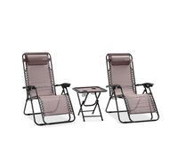 SereneLife Zero Gravity Lot de 2 chaises de Salon d'extérieur réglables avec Table d'appoint, Porte-gobelets, oreillers Amovibles, Pliables et Portables, idéales pour terrasse, Jardin, Piscine, Plage