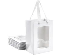 Serenelight Sac Papier Kraft - 20 Pièces Sac en Papier Blanc avec Poignée- 250GSM Sacs Cadeaux avec Fenêtre - Pochette Cadeau Paper Bags 25x18x13 cm - Gift Bags Anniversaire Party