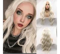 SereneWig Drag Queen Perruque lace front pour femme Cheveux synthétiques ondulés 60 # Blond pastel 60 # Drag Queen