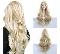 SereneWig Perruques longues ondulées de 61 cm - Dentelle synthétique blonde - Pour femme - À porter au quotidien - Perruque mixte - Aspect naturel - Résistante à la chaleur - Pour cosplay
