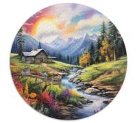 Serénité Alpine Puzzle Rond De 1000 Pièces pour Adultes Et Enfants paysages naturels Bricolage Décoration Unique Qualité Supérieure Décompression 1000pcs (67.5x67.5cm)
