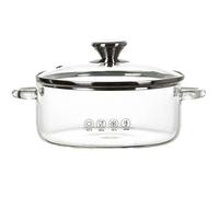 Serenitison Casserole en Verre avec Couvercle,Batterie de Cuisine en Verre,Pot en Verre à Haute Teneur en Borosilicate,Pot en Verre Transparent Domestique,pour Faire Nouilles,Soupes,Salades