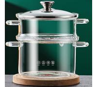 Serenitison Casserole en Verre,Résistant La Chaleur Borosilicate Verre Pot À Soupe,Casserole en Verre Induction,Facile à Nettoyer,Cuisson Visuelle,Convient pour Faire des Nouilles,Soupes,Salades