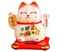 Serenitison Chat Porte Bonheur Bonne Chance,avec Bras Mobile à l'Energie Solaire,Céramique Maneki Neko,Décoration Chinoise Feng Shui Chat Porte Bonheur,Bureau,Restaurants,Décoration de Voiture
