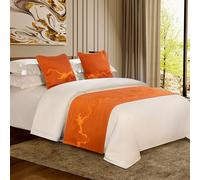 Serenitison Chemin de lit pour Hôtel,Protection de lit,Parure de Lit D'hôtel avec Chemin de Lit Et Coussin Couvre lit,Décoratif Bed Runner,Moderne Nordique Accueil,Contient 2 Taies d'oreiller