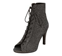 Serenitison Women Ballroom Dance Boots,Performance Practice Footwear Heels,Hollow Dance Boots,Summer Party Shoes,Jazz Dance High Heels,Non Slip Rubber Sole,for Dance Competitions,Parties,Weddings