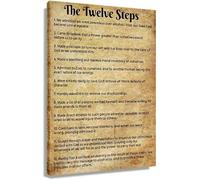 Serenity & Growth Poster: The 12 Steps - Vintage Style Anonymous Philosophy, Motivational Canvas Art for Bedroom, Den, Gift for Sponsor(Framed,12x18inch(30x45cm))