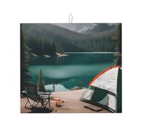 Serenity Lake Tapis de séchage absorbant pour cuisine Motif camping Pliable Réutilisable