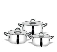 Serenk Modernist Batterie de cuisine - 6 pièces, casseroles et poêles empilables en acier inoxydable, design peu encombrant, revêtement antiadhésif, compatible induction