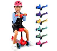 Serenlife Trottinette Enfant - Trottinette 3 Roues - Patinette Enfant Pliable avec Hauteur Ajustable - Siège Pliable - Roues LED Lumineuses - Guidon Réglable - Plateau Antidérapant - Scooter