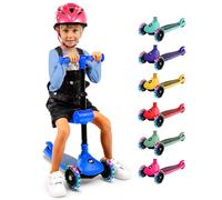 Serenlife Trottinette Enfant - Trottinette 3 Roues - Patinette Enfant Pliable avec Hauteur Ajustable - Siège Pliable - Roues LED Lumineuses - Guidon Réglable - Plateau Antidérapant - Scooter