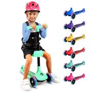 Serenlife Trottinette Enfant - Trottinette 3 Roues - Patinette Enfant Pliable avec Hauteur Ajustable - Siège Pliable - Roues LED Lumineuses - Guidon Réglable - Plateau Antidérapant - Scooter