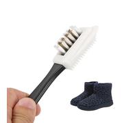 Serenophile Brosse à chaussures en daim pour nettoyer les bottes et les baskets, brosse double face en caoutchouc souple et poils en nylon pour l'entretien et l'élimination des taches du cuir nubuck