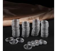 Serenophile Lot de 100 boîtes rondes en plastique transparent pour pièces de monnaie commémoratives de 16 mm, étuis de rangement à double fermeture avec rainure de croissance, supports résistants à