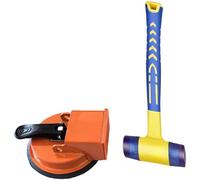 Serenophile Outil de réparation de sol avec ventouse puissante et marteau intégré, installateur de sol en fer robuste pour bois stratifié, vinyle, kit de rénovation de la maison orange