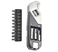Serenophile Outil multifonction e poche, jeu de tournevis, en acier inoxydable, design pliable avec 10 embouts, compact pour camping, voyage, bricolage