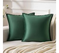 Serento Taie d'oreiller Velours Doux Décoratif Housses de Coussin Luxe Style 40x40 Lot de 2 Carré Moderne Coussins Vert Housses Coussin pour Maison Salon Chambre à Coucher Jardin