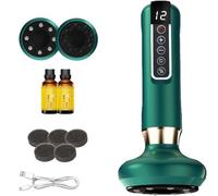 Serenya Masseur Anti Cellulite, Ventouse Puissante avec Gua Sha, Chaleur Infrarouge et Vibration Réglage du mode 12 vitesses, Masseur abdominal, cuisses et dos (Bille d'acier-Vert)