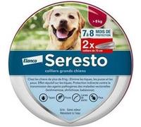 Seresto Collier Grands Chiens - 2 protections anti-puces et anti-tiques - 7-8 mois - Gris