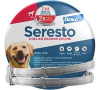 Seresto Collier Grands Chiens - 2 protections anti-puces et anti-tiques - 7-8 mois - Gris