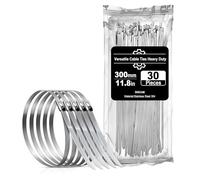 Serflex Inox Collier De Serrage 30 Pièces 300×7.9mm,Serre,Câbles Inoxydable Avec Attache Câblées Acier, Pour Échappement,Câbles Groupés，Clôtures Deecam Serre Cable Acier,Bande Thermique Echappement