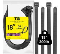 Serflex Noir Large Attaches de Câble, Extra Longue Rilsan 450mm x 8,8 mm Colliers de Serrage Plastique Noir, 50 Pièces Cable Ties Heavy Duty Serre-câbles Colliers Rilsan Noir