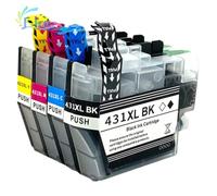 SErgcrFXb LC431XL LC431 CARTRIDE DE L'INK 421 Compatible avec Les Fournitures d'imprimante DCP-J1050DW MFC-J1010DW DCP-J1140DW pour Le numéro de pièce LC421XL(1SET BK CMY LC431XL)