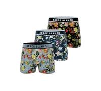 Serge Blanco Boxer Homme Fleur, Caleçon Homme Microfibre, Respirant et Ultra-Doux (Lot de 3), Noir Taille L