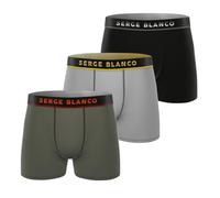 Serge Blanco Caleçon Boxer Homme Sport, Lot de 3, Kaki Davis (L)