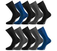 Serge Blanco Chaussette Homme Coton Peigné Doux - Lot de 10 - Chaussettes Hautes Homme, Confortables, Taille 39/42 - Noir/Gris/Bleu Marine