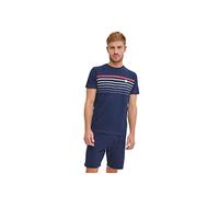Pyjama Homme Court 100% Coton, Vêtements de Nuit Homme, Ensemble Doux et Confortable, Bleu, Blanc, Rouge, Taille 2XL