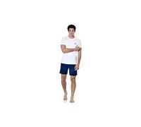 Serge Blanco Pyjama Homme Court 100% Coton, Vêtements de Nuit Homme, Ensemble Doux et Confortable, Taille 3XL - Blanc/Bleu