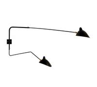 Serge Mouille Applique 2 Noir & Laiton Droit & Applique Murale