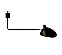 Serge Mouille Applique Murale 1 Noir & Laiton Droit