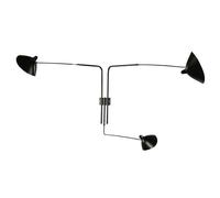 Serge Mouille Applique Murale 3 Noir & Laiton Droit