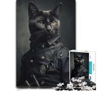 Sergent Cat Puzzle en Bois pour Adultes, Cadeau, 300 pièces | Un loisir d'intérieur concentré - une méthode de montage claire pendant une soirée calme.