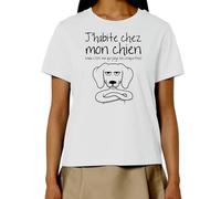 Sergent Tobogo T-Shirt J'habite chez Mon Chien - Femme - Blanc - M
