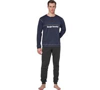 Sergio Tacchini Pyjama d'hiver pour homme, pyjama homme chaud en coton Limited Edition, 30b24 Bleu maritime, XXL