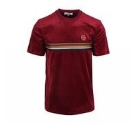 Sergio Tacchini T-shirt en velours Ayme, rouge rhubarbe avec bordure dorée, rayures côtelées, Rhubarbe/doré, M