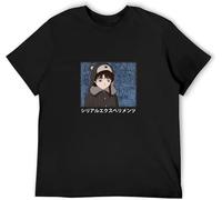 Serial Experiments Lain T Shirts Men Korean Fashion T-Shirts Glitch Iwakura Maweeb Girl Sci FI Anime Tee Shirt Men Black Manches Courtes(X-Large)
