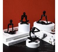 Seribt Lot de 4 statues de penseur abstraites noires minimalistes pour décoration de maison, bureau, décoration d'art moderne pour bibliothèque, salon, homme qui pense, cadeau collecteur