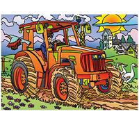 SERICOLOR Tableau à colorier en Relief Velours. Tracteur