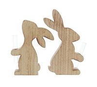 Série 2 Lapins avec Vase, Jolie déco de pâques, Petits Lapins en Bois avec Petit Vase en Verre, sans Fleurs