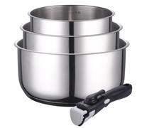 Kamberg - Batterie 3 casseroles inox 16 / 18 / 20 cm + Poignée amovible - Acier Inoxydable Pro - Tous Feux dont Induction - 0008116, Gris