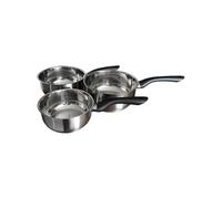 BAUMALU - Lot de 3 Casseroles Primo - Acier Inoxydable - Tous Feux dont Induction - Triple Fond Diffuseur, Répartition Homogène de la Chaleur - Manche Fixe en Bakélite - Ø16, 18 et 20cm