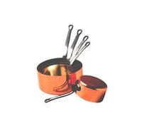 BAUMALU - Lot de 5 Casseroles Lisses - en Cuivre Massif, Intérieur Non Étamé - Tous Feux Sauf Induction - Manche Fixe en Fonte - Design Traditionnel Français Made in Alsace - Ø12-20cm - Cuivre