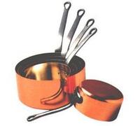 BAUMALU - Lot de 5 Casseroles Lisses - en Cuivre Massif, Intérieur Non Étamé - Tous Feux Sauf Induction - Manche Fixe en Fonte - Design Traditionnel Français Made in Alsace - Ø12-20cm - Cuivre