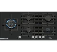Bosch PRS9A6H40 Série 8 Plaque de cuisson à gaz, 90 cm, 9 niveaux de flamme, contrôle tactile, support de casserole, passe au lave-vaisselle, Smart Hood Automatic, Home Connect, arrêt de gaz de