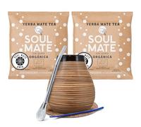 Série d'accessoires de yerba mate avec échantillons | Soul Mate Energia et Anis | Calebasse, bombilla et accessoires | Yerba mate brésilien, bio | Caféine naturelle | 2x50g